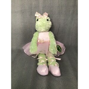 Bearington Collection Frog Plush Kids Small Ballerina Tutu Pink Green